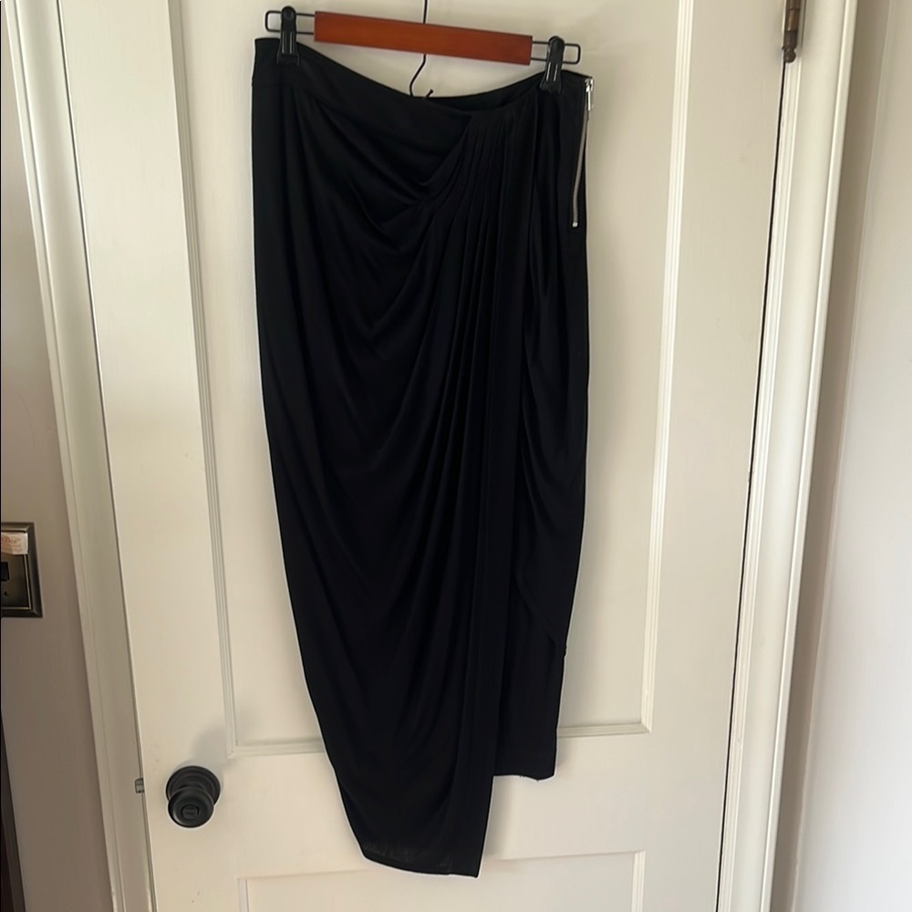 HELMUT LANG Elegant Black asymetrical Drape Skirt small minimalist contemporary